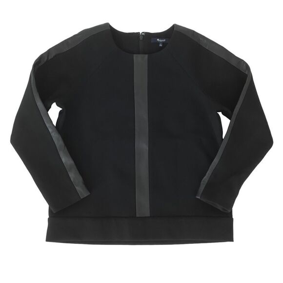 MADEWELL Women’s Small S Leather Insert Trim Black Longsleeve Top Shirt Madewell - Picture 3 of 14
